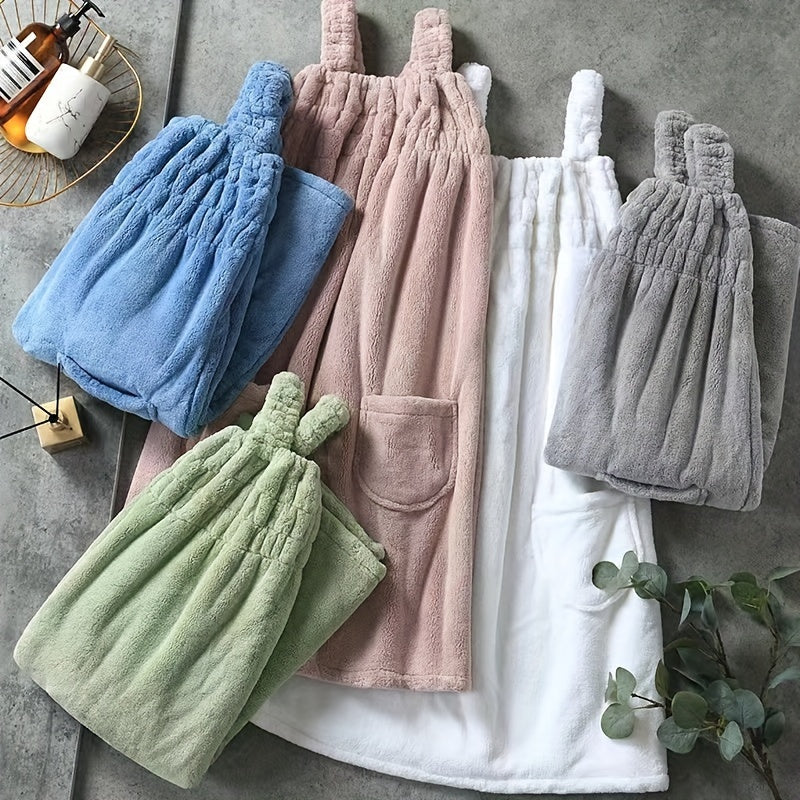 Absorbent Quick-Drying Bath Towel with Pockets for Women Spa Bathroom Bedroom