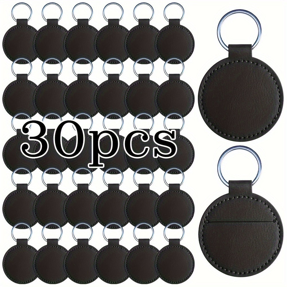 Set of 30/32 PU Leather Key Rings for Men with Laser Engraving, Backpack Keychains