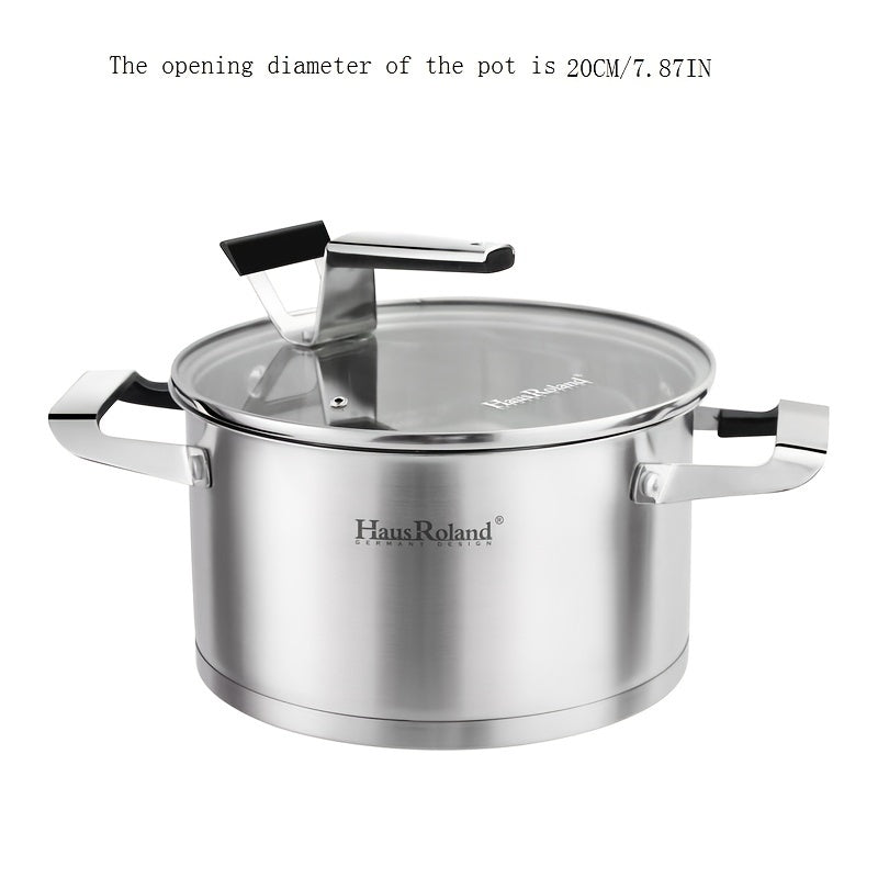 Olla de acero inoxidable para sopa para cocinar al vapor fideos, gachas y leche, engrosada, compatible con estufa de gas