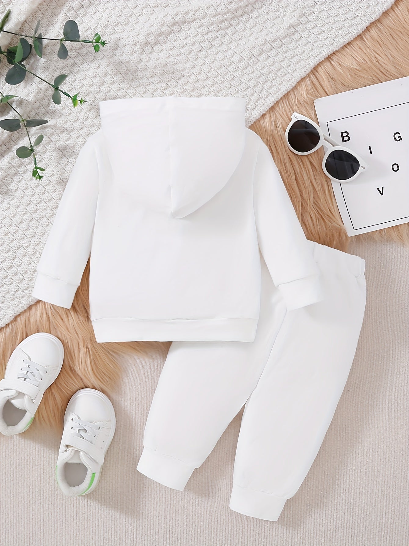 Baby Boy's Casual Outfit Set Cotton Hooded Sweatshirt and Pants with KING Print