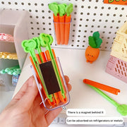 5 ta sabzi shaklidagi magnit oziq-ovqat sumkasi kliplari, plastik sumkalar uchun muhrlar, oziq-ovqatni yangi saqlash, oshxonani tartibga solish