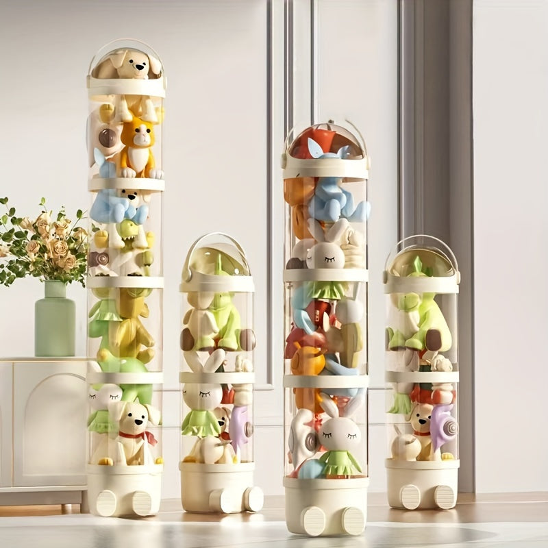 Caja de almacenamiento apilable para juguetes de felpa, impermeable, rosa, blanco, verde, con tapa abatible para decoración del hogar