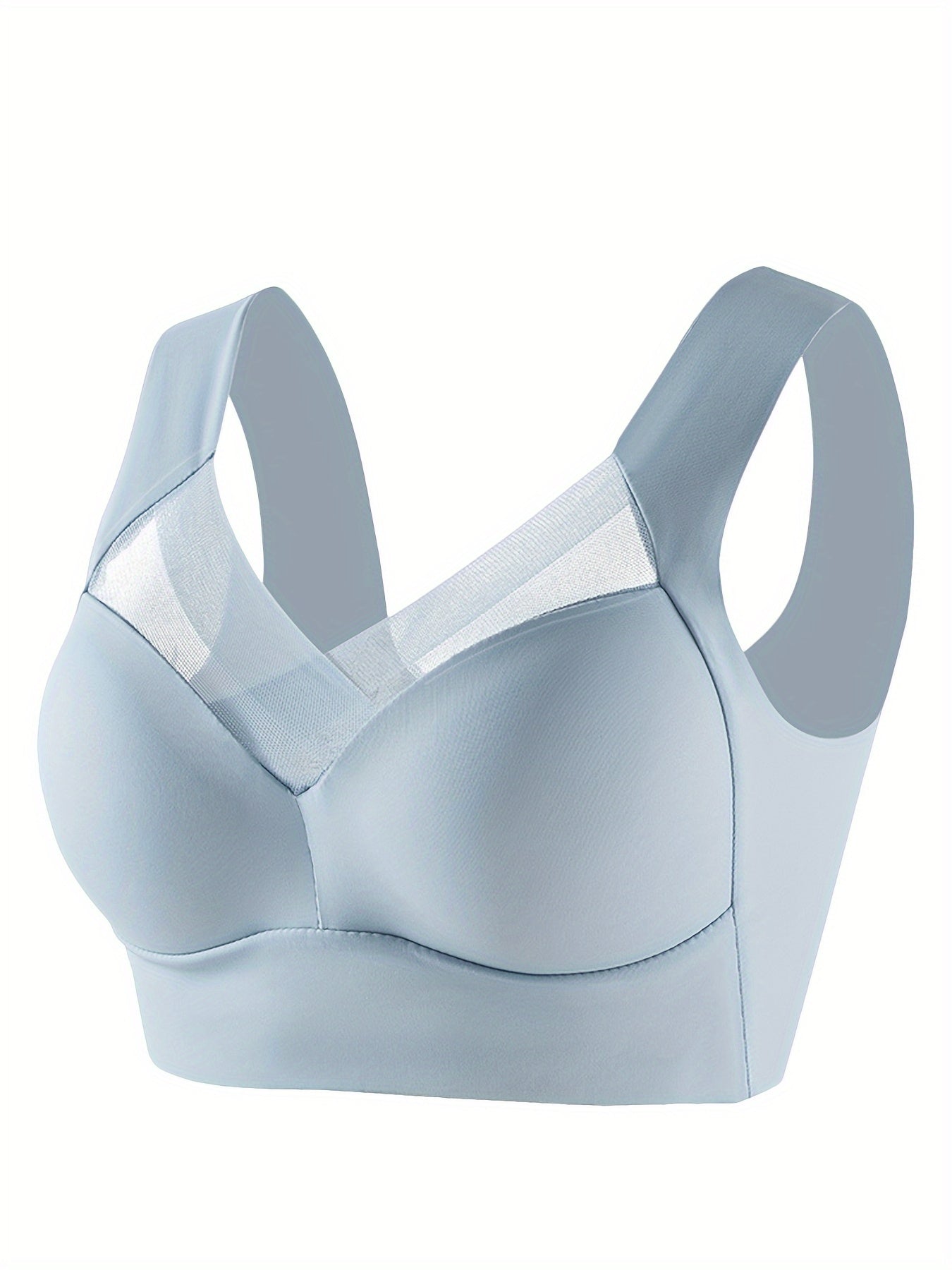 Plus Size Women's Sports Bra Nylon Mesh Breathable V-Neck Full Coverage