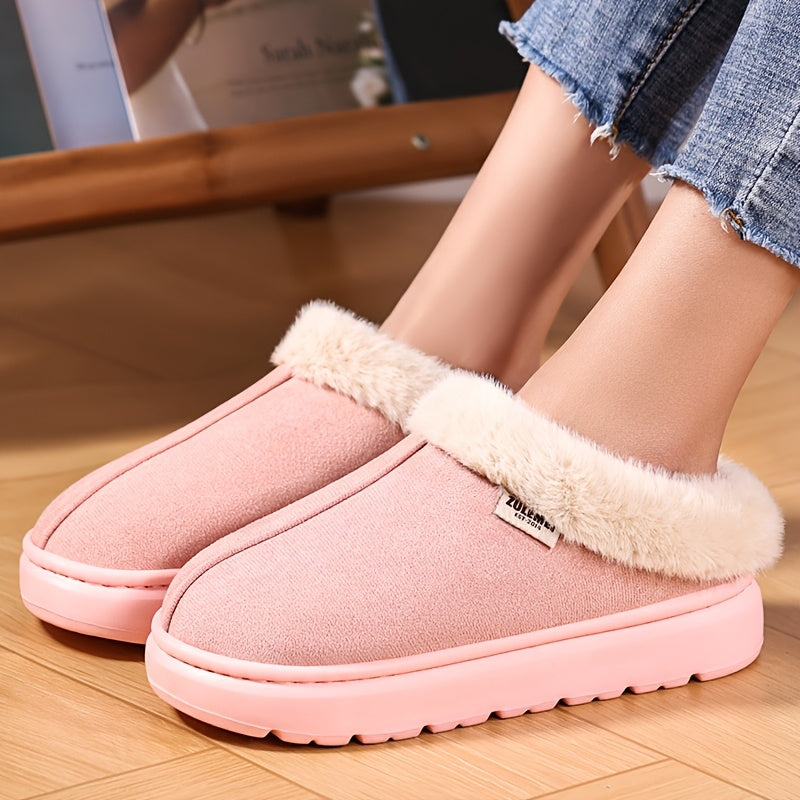 Unisex Warm Plush Collar Casual Home Shoes for Couples