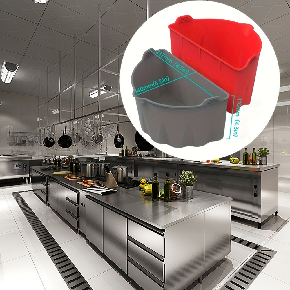 Qayta ishlatiladigan silikon sekin pishirish qoplami, 6-7 kvartlik oval pishirish uchun buklanuvchi bo‘linmalar bilan, osmon rangli, qizil, qora