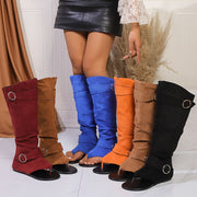 Women's Summer Double Buckle Flat Faux Cover Open Toe Boots