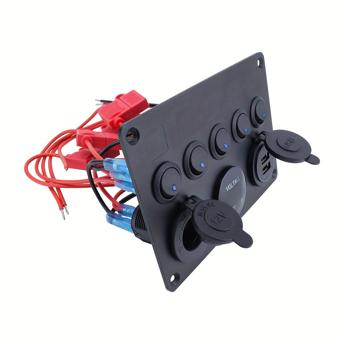 5 Sets Rocker Switch Panels with USB and Volt Meter for RVs Boats Trucks