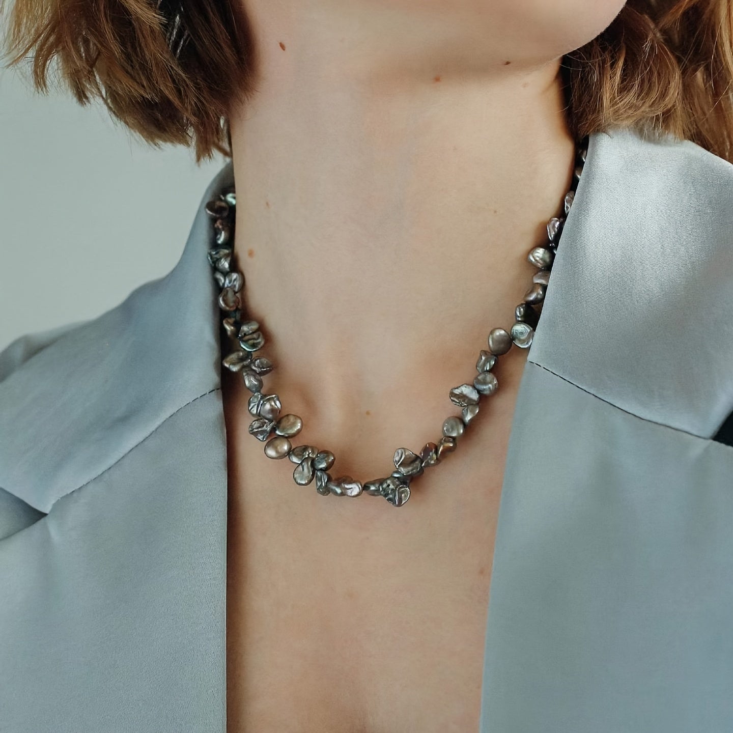 Grey Petal Pearl Necklace for Women Elegant Jewelry for Everyday and Special Occasions