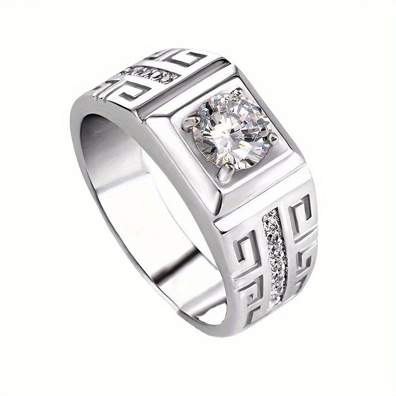 Men's Silver Ring with Zirconia Bright Stones Elegant Jewelry 8g