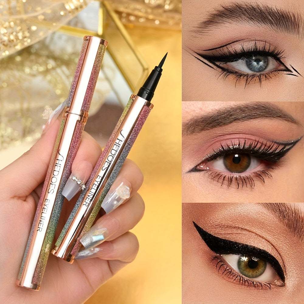 Delineador de ojos líquido negro para mujer, resistente a manchas, de larga duración, con punta de precisión