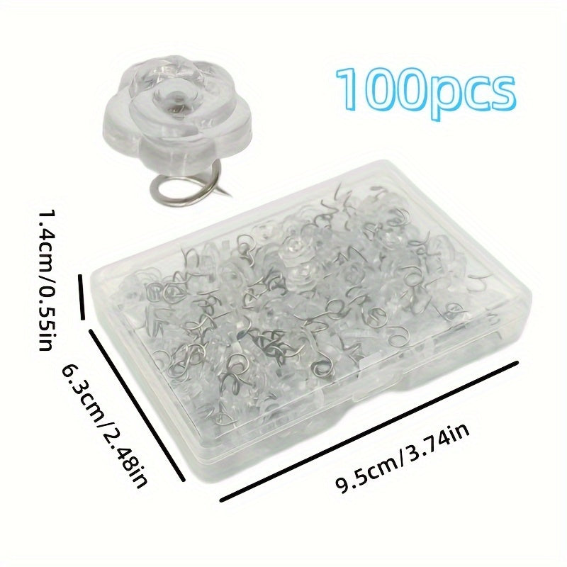 Pack of 40 Transparent Rose Head Bed Skirt Fasteners Dustproof Ruffle Edge Pins