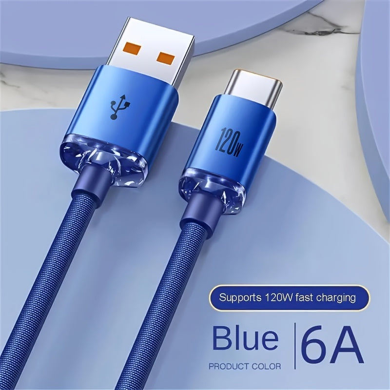 120W USB Type-C Cable Fast Charging Data Sync PVC Glossy Round Male to Male