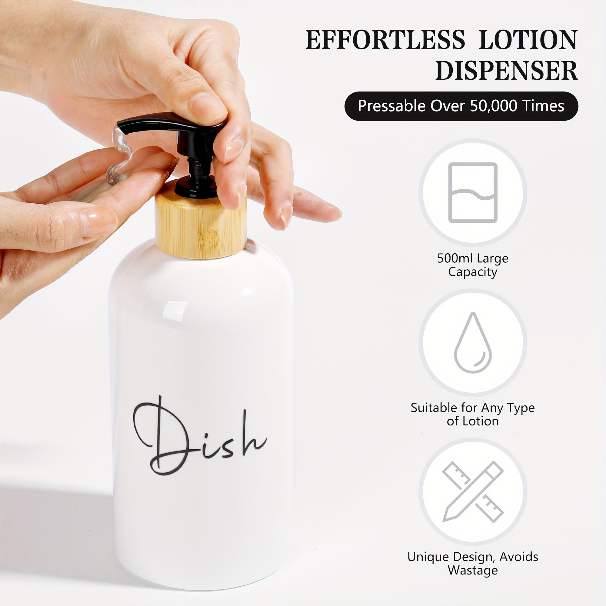 500ml hajmdagi harf grafikasi bilan bezatilgan dispenserlar juftligi, oshxona va hammom uchun mos, oqmas, to'ldirish va tozalash oson, qora va oq rangda zamonaviy uy dekoratsiyasi saqlash yechimi. Rojdestvo yoki Halloween sovg'asi sifatida ideal.