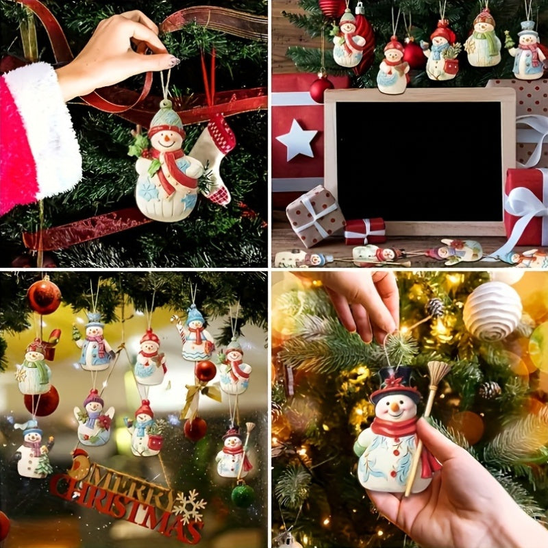 18 ta vintage ertak mavzusidagi yog'och qorqiz ornamentlari to'plami, Rojdestvo va Yangi yil bayramlari uchun, elektr energiyasi talab qilinmaydi.