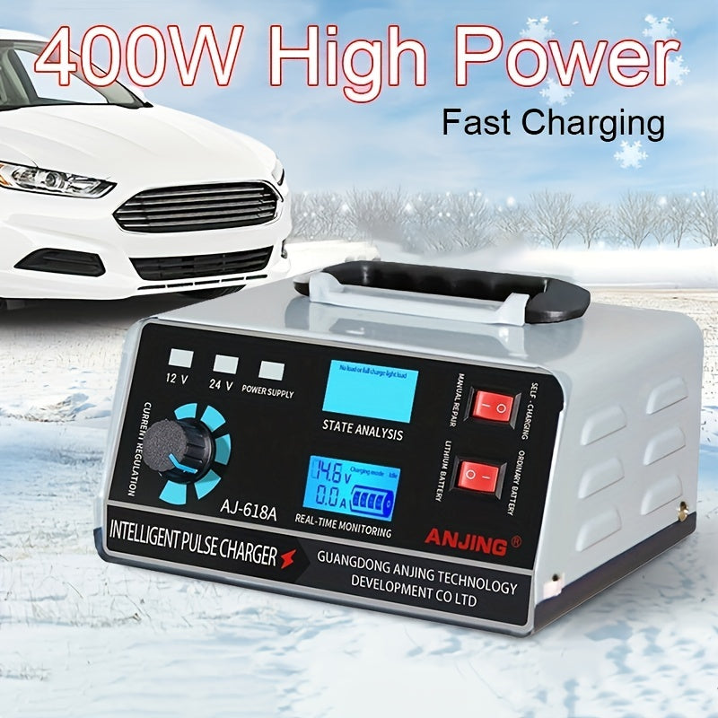 AU Plug Car Battery Charger for 12V 24V Lead Acid Lithium Batteries 400W