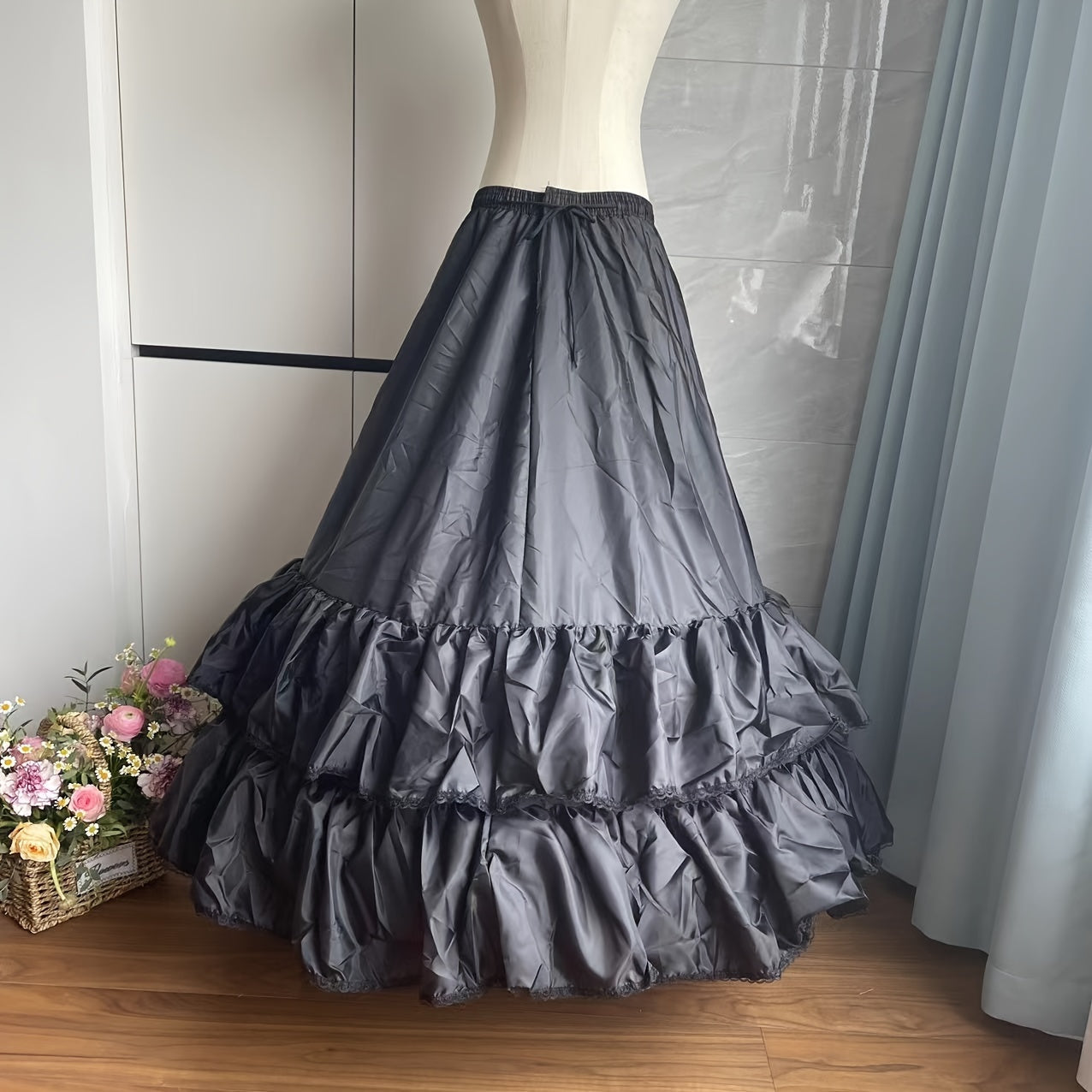 Girls Wedding Dress Crinoline Petticoat with Adjustable Size and 2 Hoop Layers
