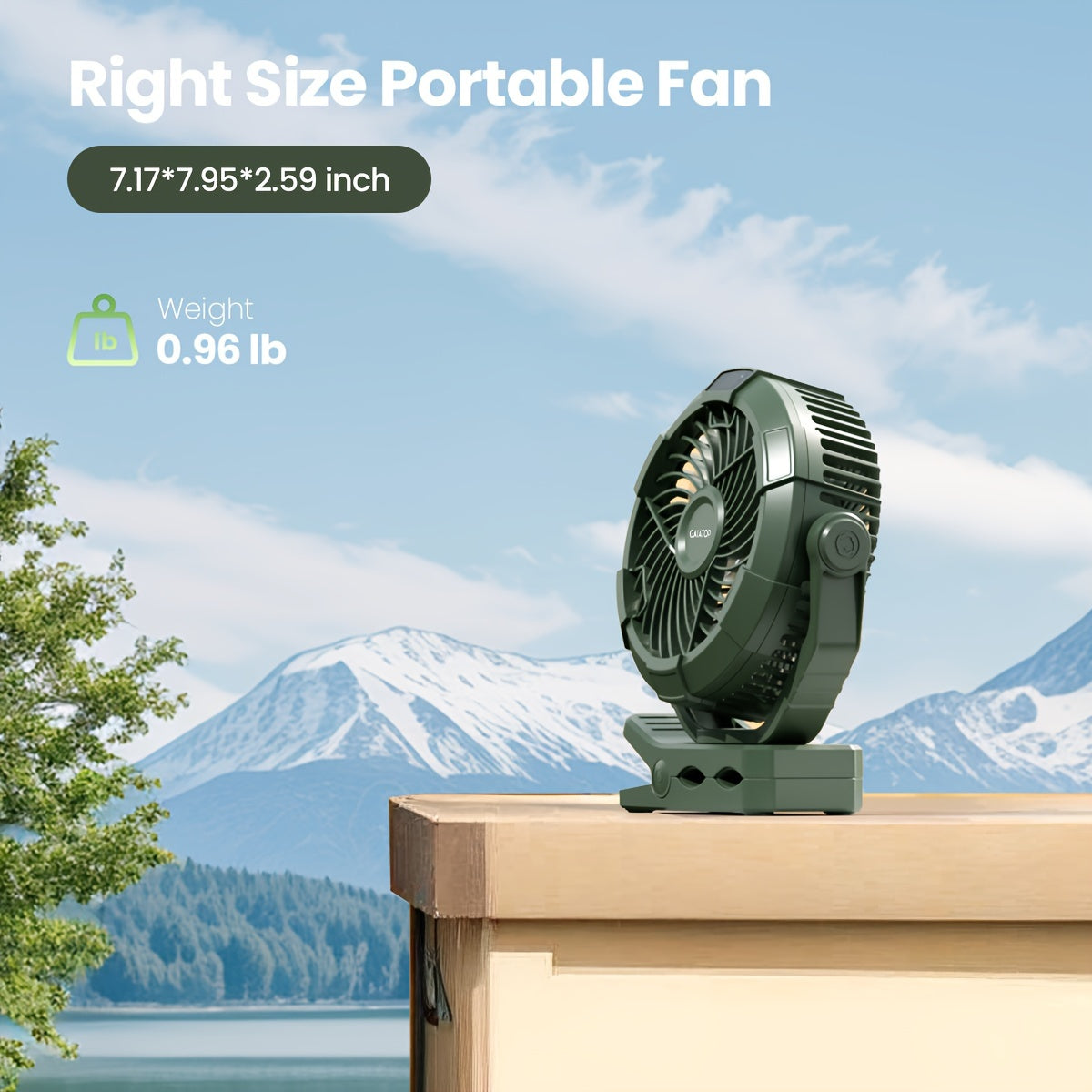 Compact Camping Fan with LED Lantern 4000mAh USB Rechargeable Quiet 360° Rotation