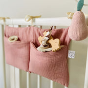 Baby Bedside Organizer Cotton with Double Layers and Pockets for Strollers and Gifts
