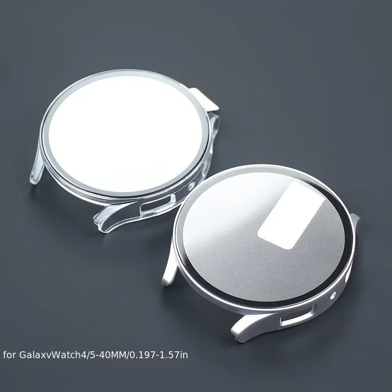 2-Piece Protective Case with Tempered Glass Film and Matte Table Holder for Smartwatch 40mm 44mm