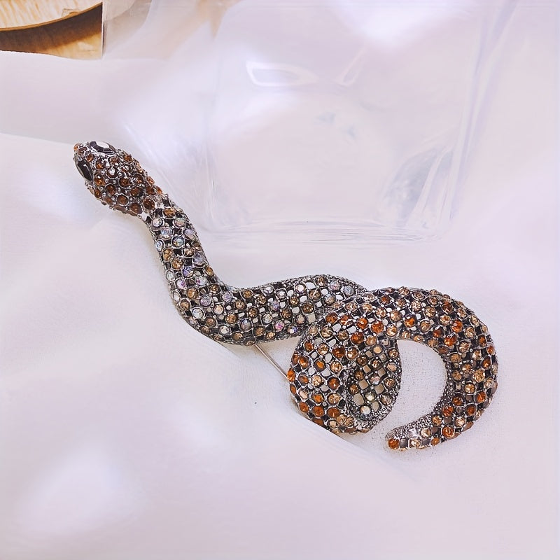 Стильная брошь-булавка в виде змеи с блестящими стразами для женщин - бренд ESSHPULE
