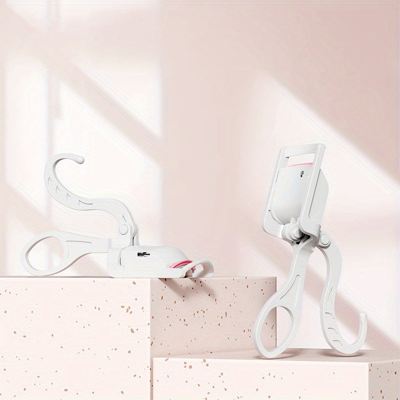 Electric Eyelash Curler USB Rechargeable with Silicone Clip Quick 10-Second Preheat Safe Long-Lasting Curl Pink and White