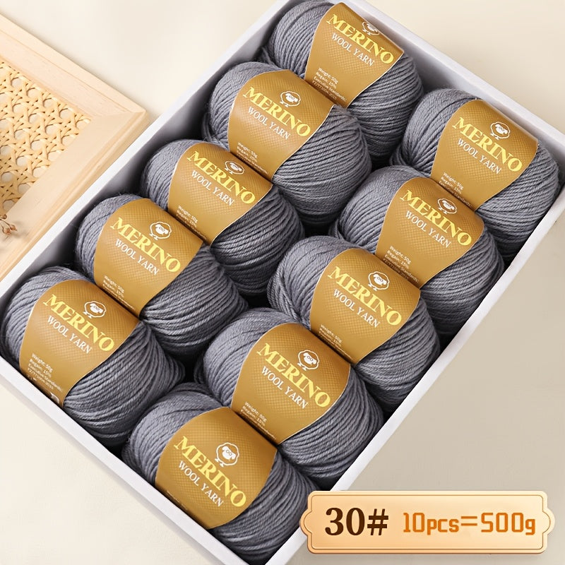 10 JIUWEIDIAOWANG Merino jun to'plari, har biri 500g, 212 O'rtacha og'irlik, Qo'l bilan bo'yalgan DIY material to'qimachilik uchun - Ko'p rangli gradient, Qalin va nozik aralashma, Kamel jun, Kuz Qish.