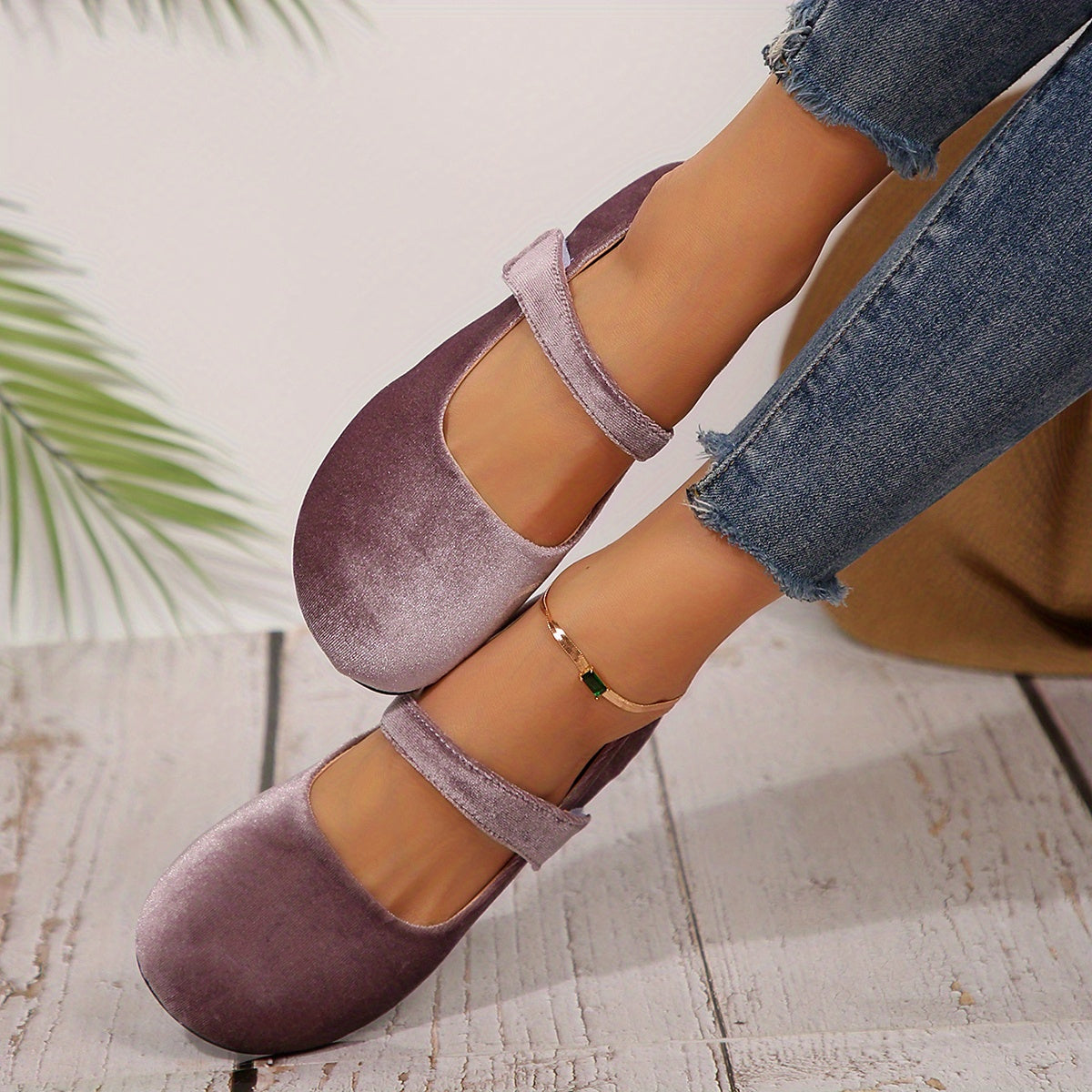 Women Burgundy Mary Jane Flats Leather Comfortable Lightweight