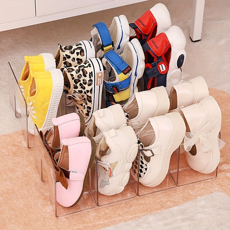 Acrylic Shoe Organizer 4-Section Shoe Rack for Baby and Kids Shoes Floor Mount