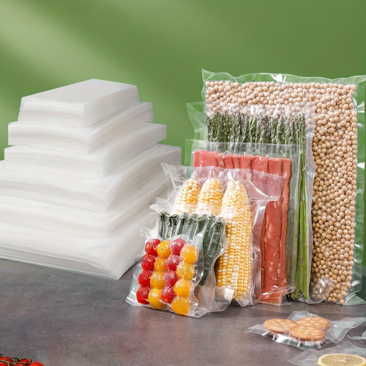 Bolsas selladoras de vacío para alimentos sin BPA para conservación de alimentos, múltiples tamaños