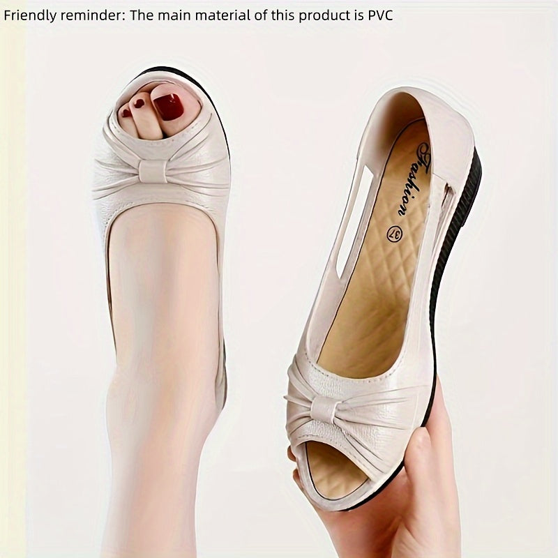 Women's Slip-On Sandals with PVC Platform and Low Wedge Heel for Formal Occasions