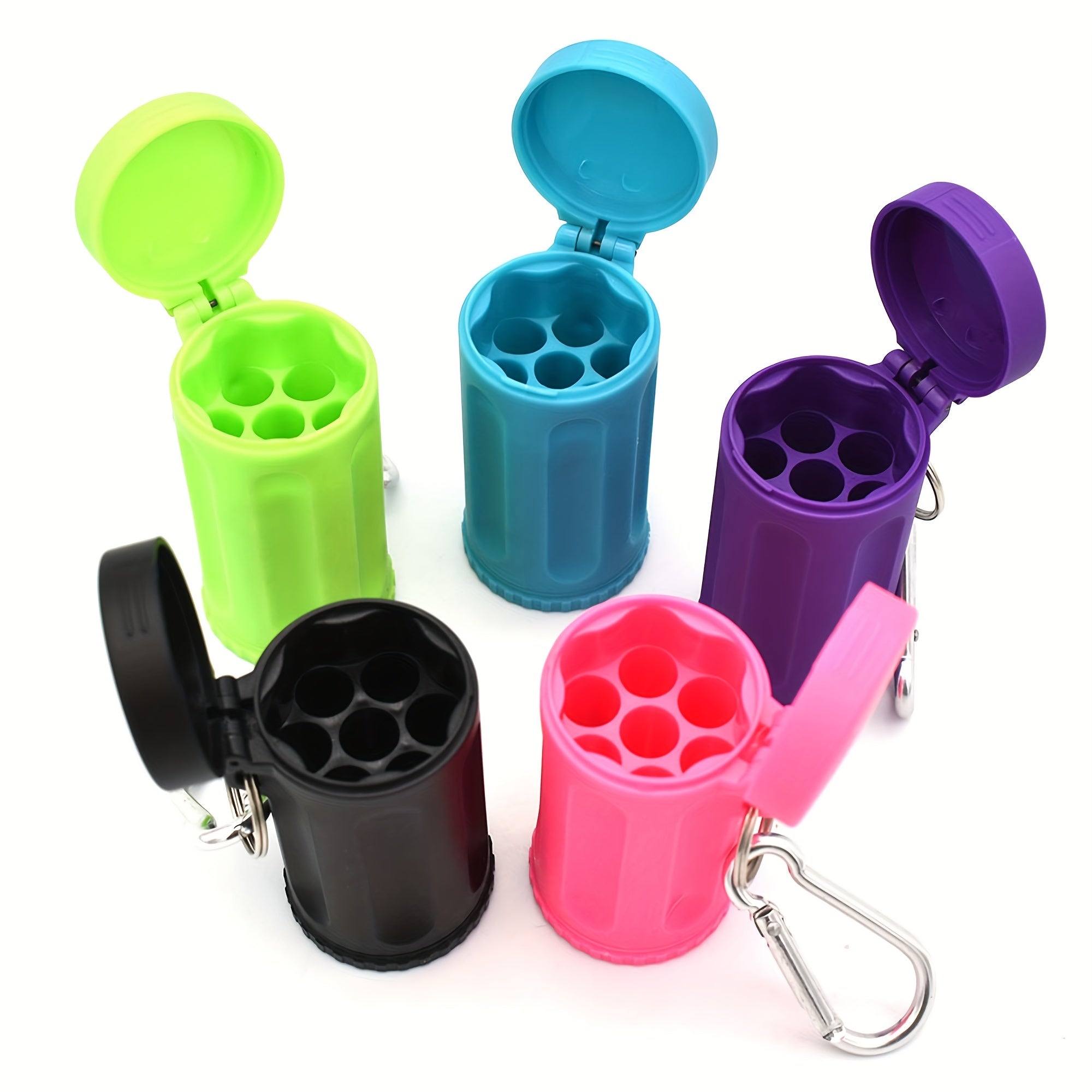 Portable Plastic Ashtray with Lid Keychain Hook Travel Outdoor Car Accessory