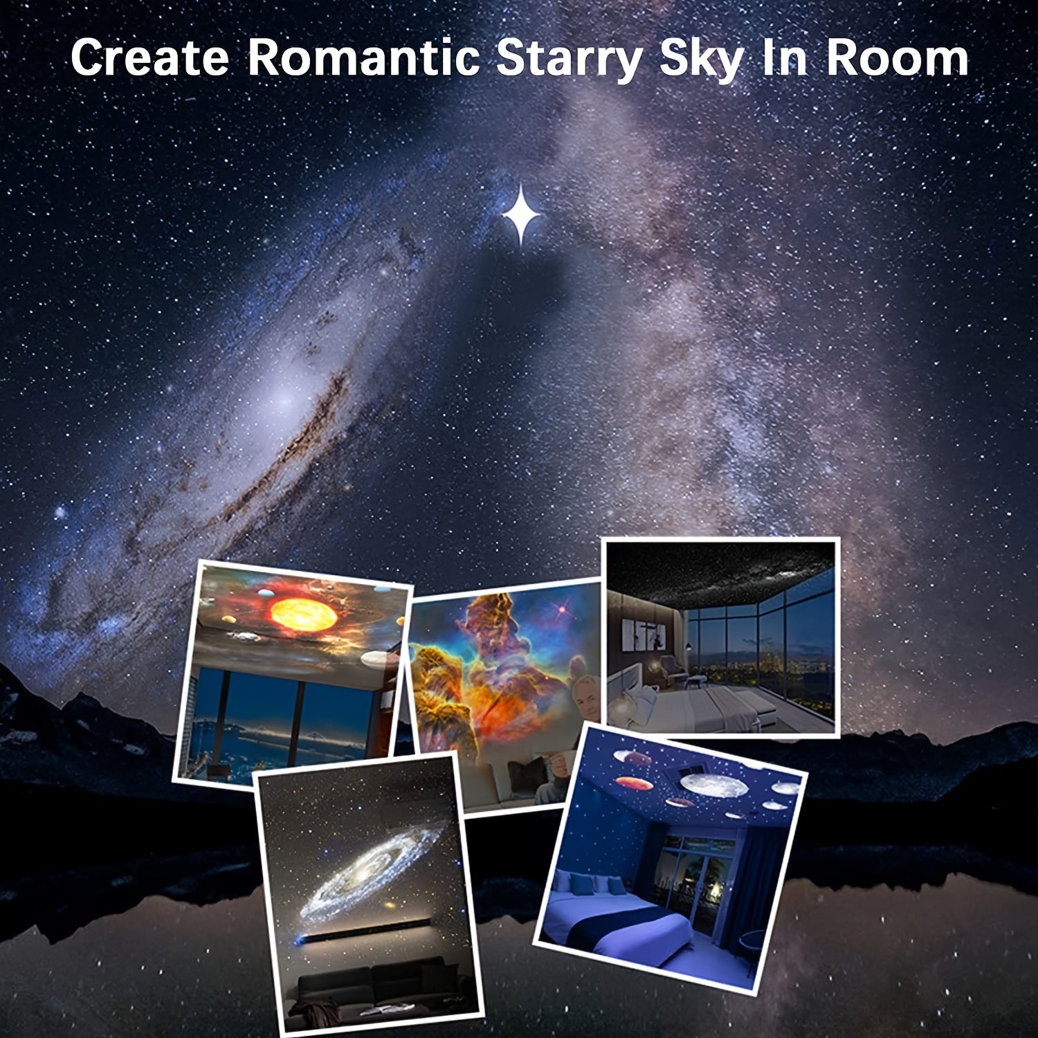 USB Powered Galaxy Projector with Interchangeable Films for Bedroom Hotel Restaurant and Game Room