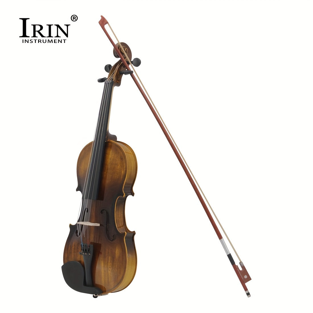 Glossy Basswood Violin with Deep Brown Finish, Precision Pegs, Lightweight Durable Design