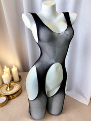 Women's See-Through Bodysuit with Open Crotch for Beachwear and Swimwear