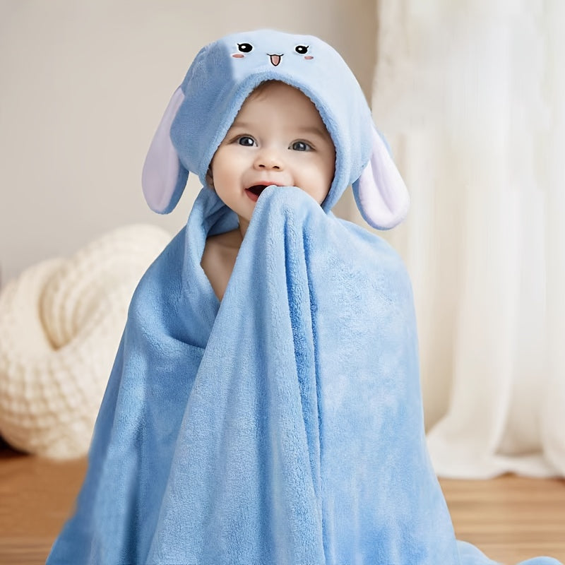 Детское голубое полотенце для купания с капюшоном, мягкое и впитывающее, из полиэстера для мальчиков и девочек