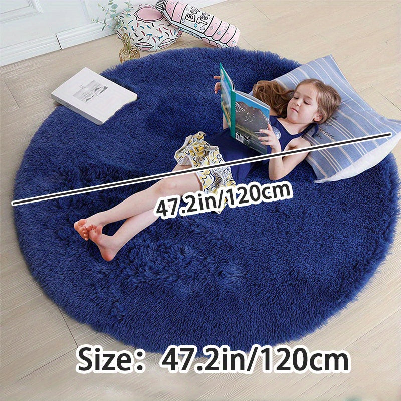 Kulrang Shaggy dumaloq gilam, mashina bilan yuvish mumkin, yumuşoq va molmolli xona gilami uchun yotoqxona