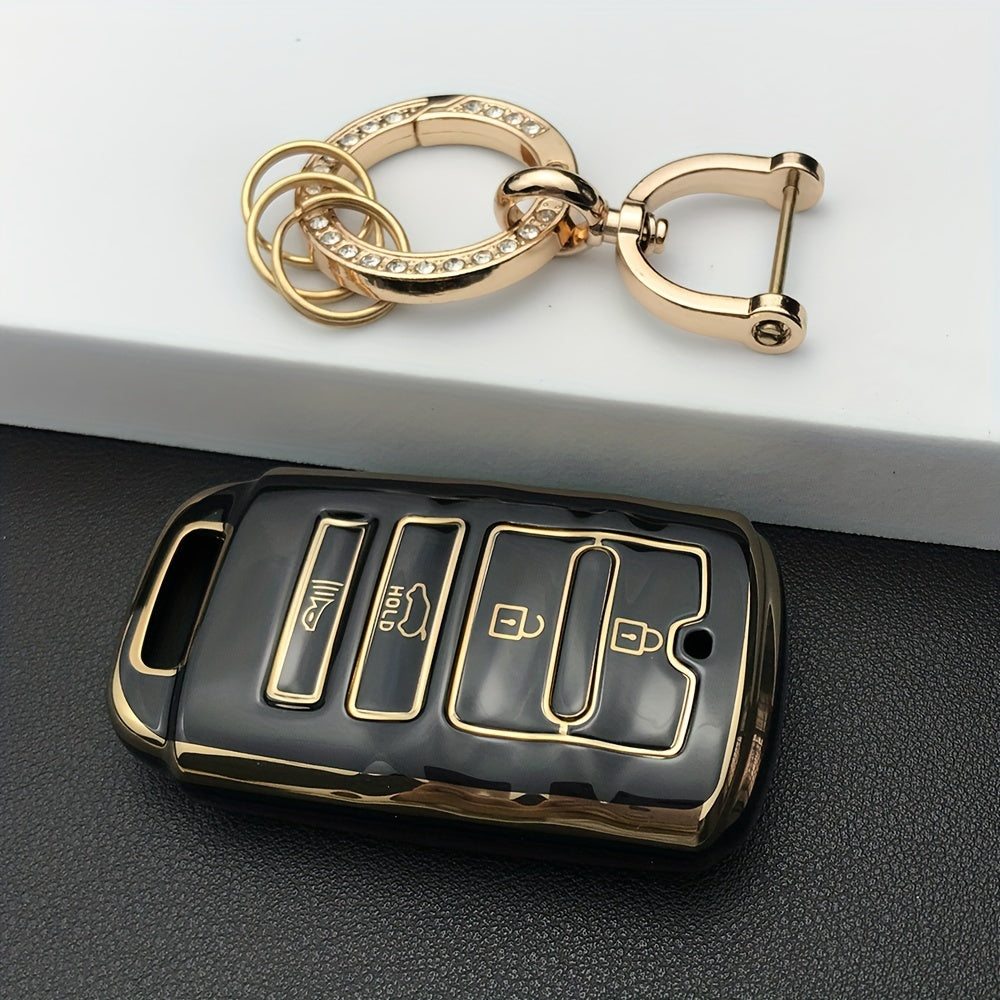 Luxury TPU Car Key Cover with Keychain Set for SUV and Sedan