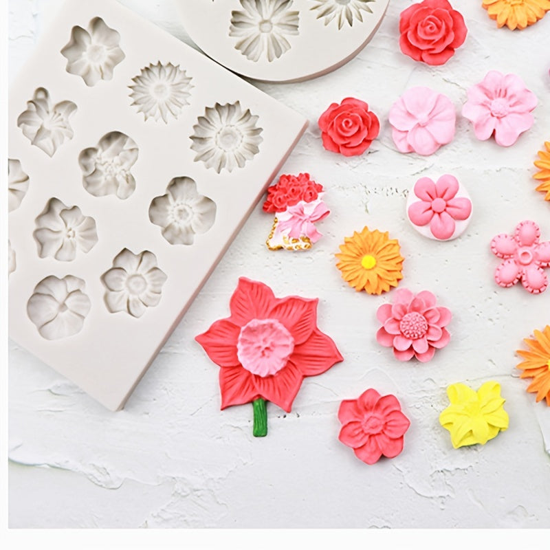 Flower-Shaped Silicone Mold 11 Cavities for Cake Decorating Baking and Candy