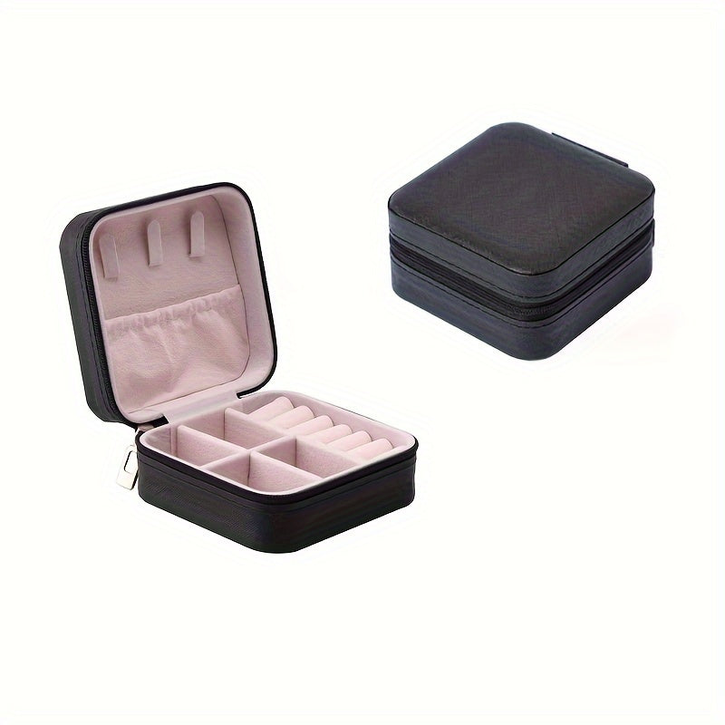 Mini Jewelry Organizer Box with Zipper for Travel Storage of Earrings and Necklaces
