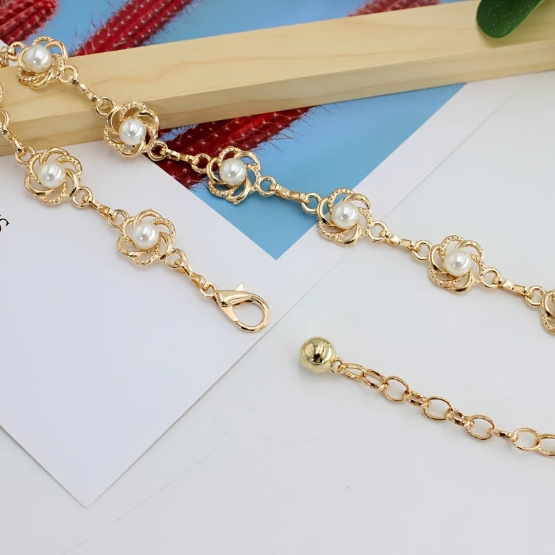 Женский пояс-цепочка с искусственными жемчужинами в корейском стиле, металлический тонкий ремень для платья и юбок