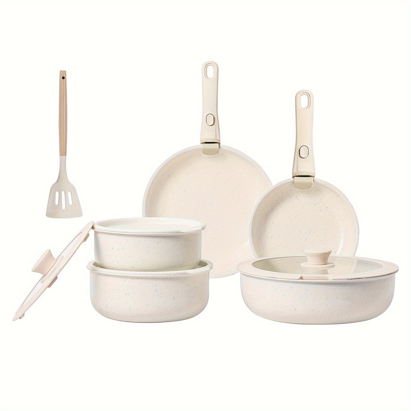 Aluminum Induction Cookware Set Non-Stick Detachable Handle 3 Pots 3 Pans Dishwasher Safe