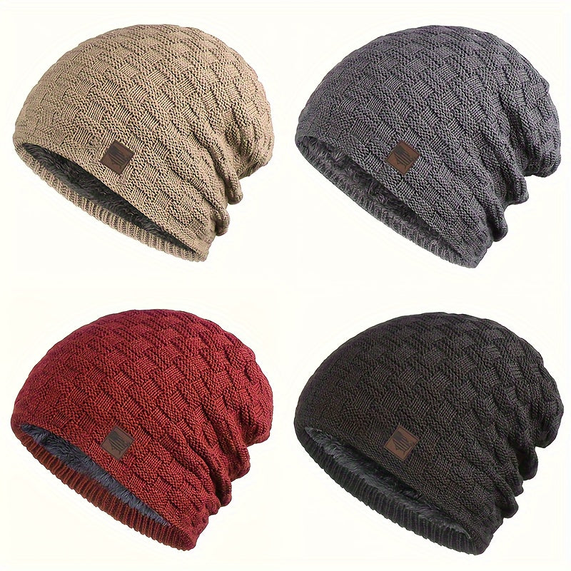 Erkaklar uchun tikilgan beanie shlyapa, issiq qishki boshqop, ochiq havoda sport uchun, chang'ichilik