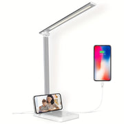 Adjustable LED Desk Lamp Touch Control Dimmable with 5 Lighting Modes USB Powered White or Black