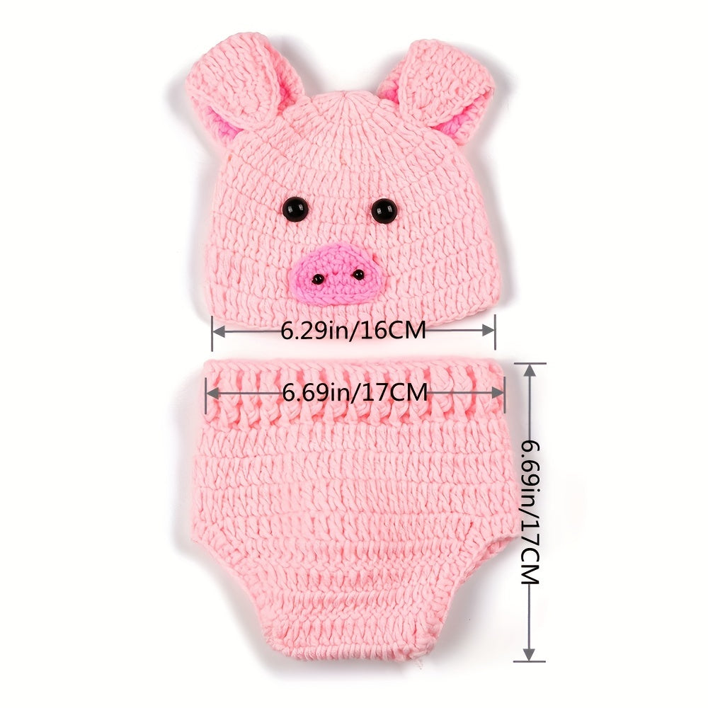 Accesorios para fotografía de bebés infantiles, sombrero de cerdito y pantalones cortos, conjunto de 2 piezas