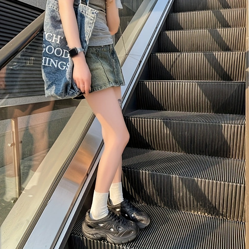 Women's EVA Platform Sneakers Black Beige Breathable Casual Running Shoes