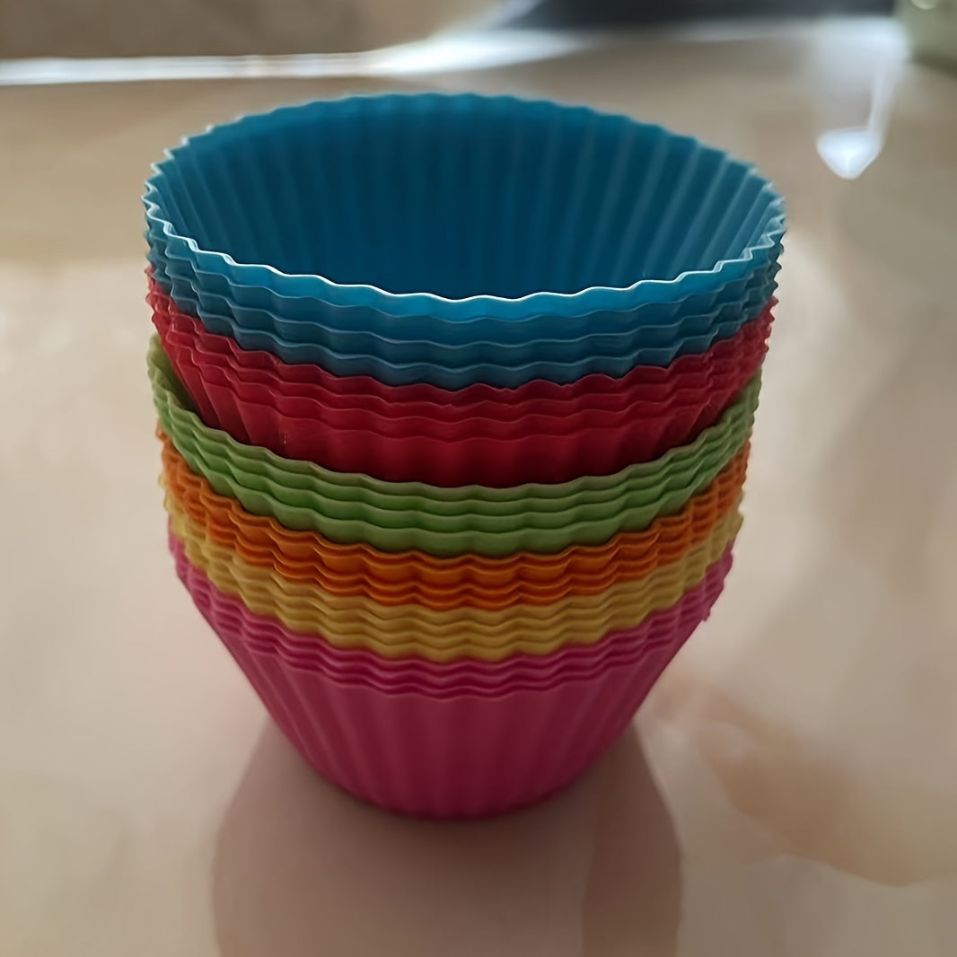 Silicone Baking Cups Set 6 12 or 18 Reusable Muffin Molds for Cakes Candies Puddings
