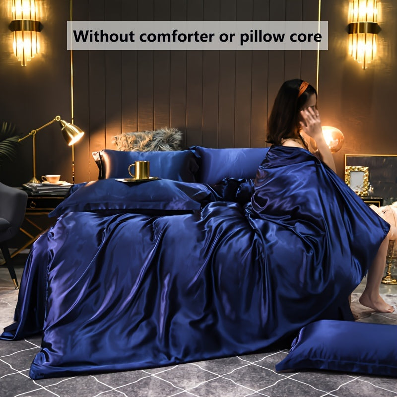 Yog'och rangli satindan yostiqchalari bilan to'liq to'plam, yumshoq, nafas oladigan, teriga do'st, yotoqxona va mehmonxona uchun