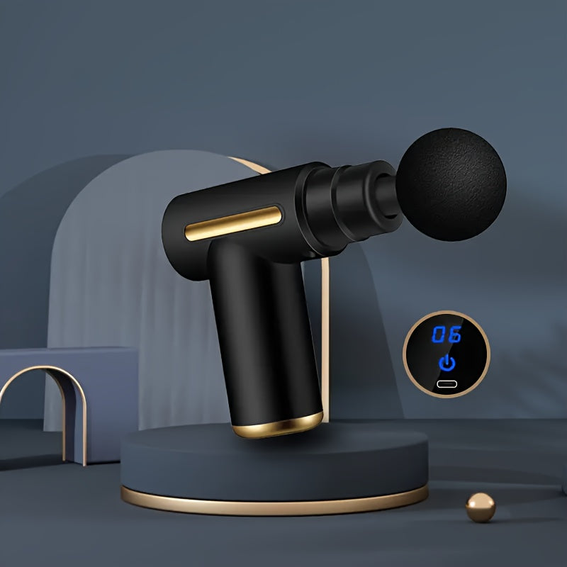 80W MiniPro USB Rechargeable Massage Gun with 4 Attachments Portable Handheld Black and Gold