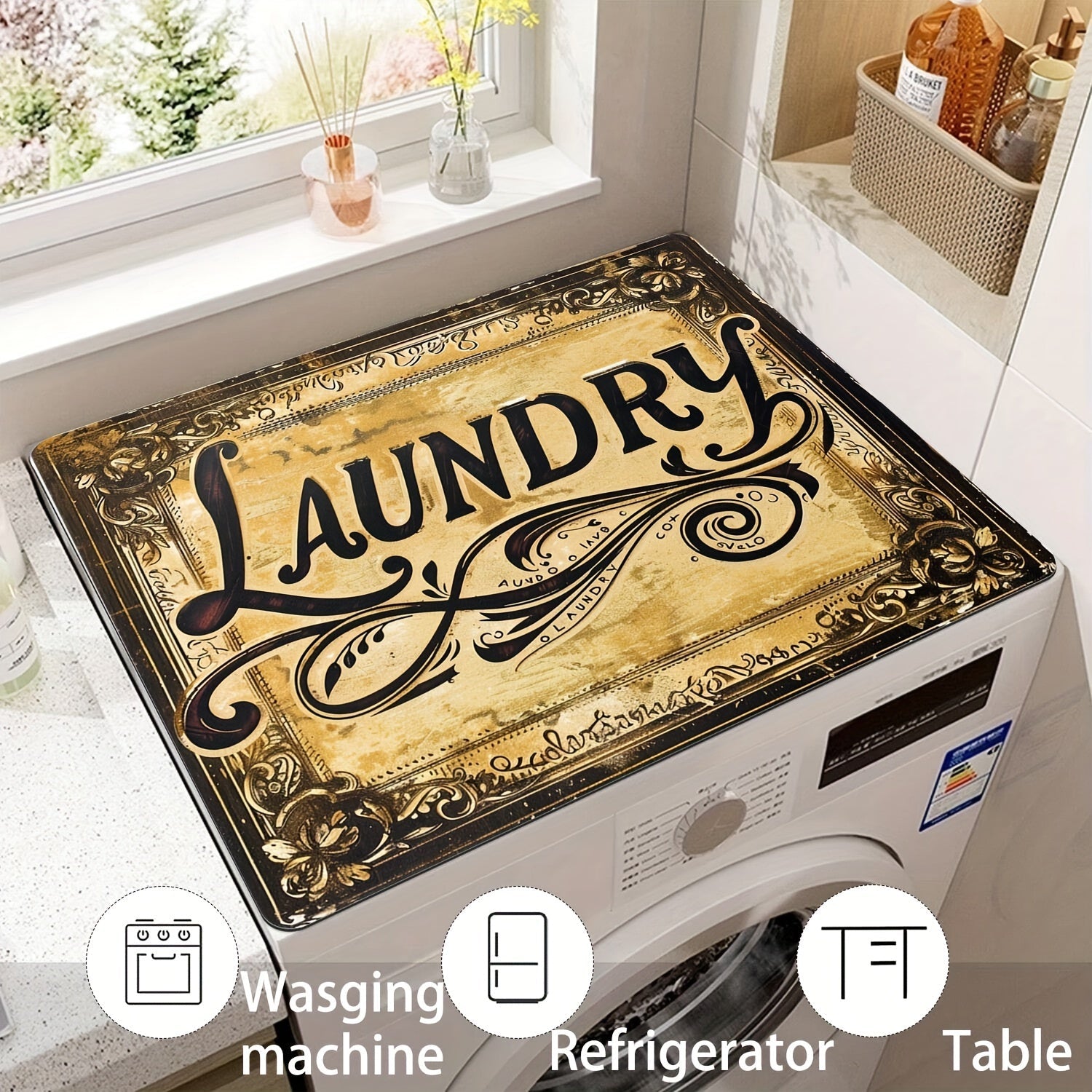 Vintage kir yuvish xonasi chop etish mashinasining chang yopqichi uchun texnika