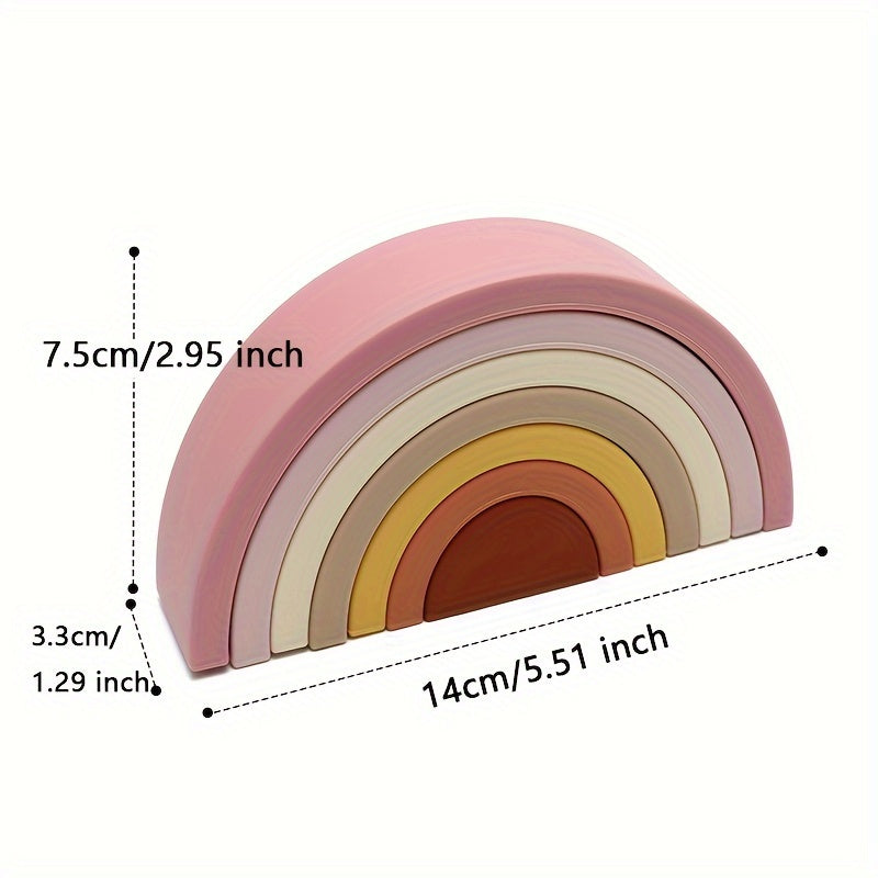 Kids' Colorful Silicone Stacking Toy for Ages 0-3 Non-Toxic Nesting Blocks Educational Gift